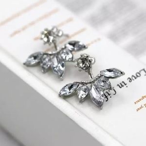 NEW Silver Crystal Flower Jacket Stud Earrings